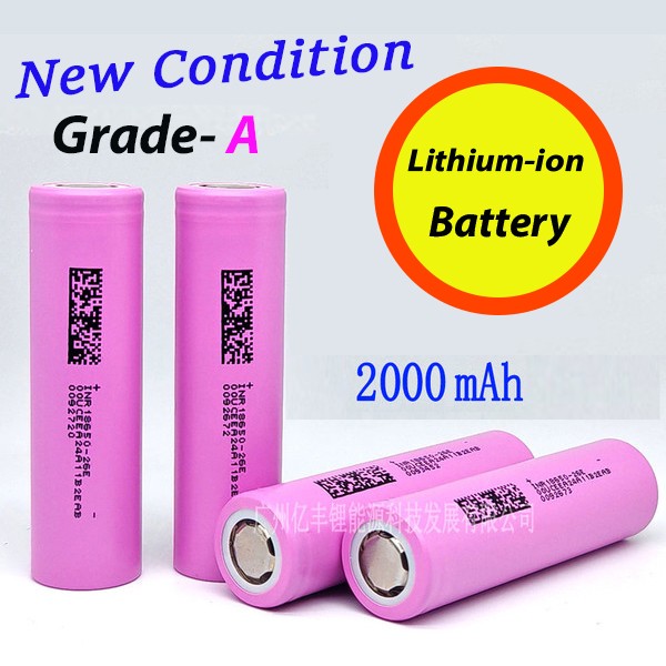 Lithium Battery 2000mAh Rechargeable 18650 3.7 volt . Electric car, Scooter nesting, Boat battery.